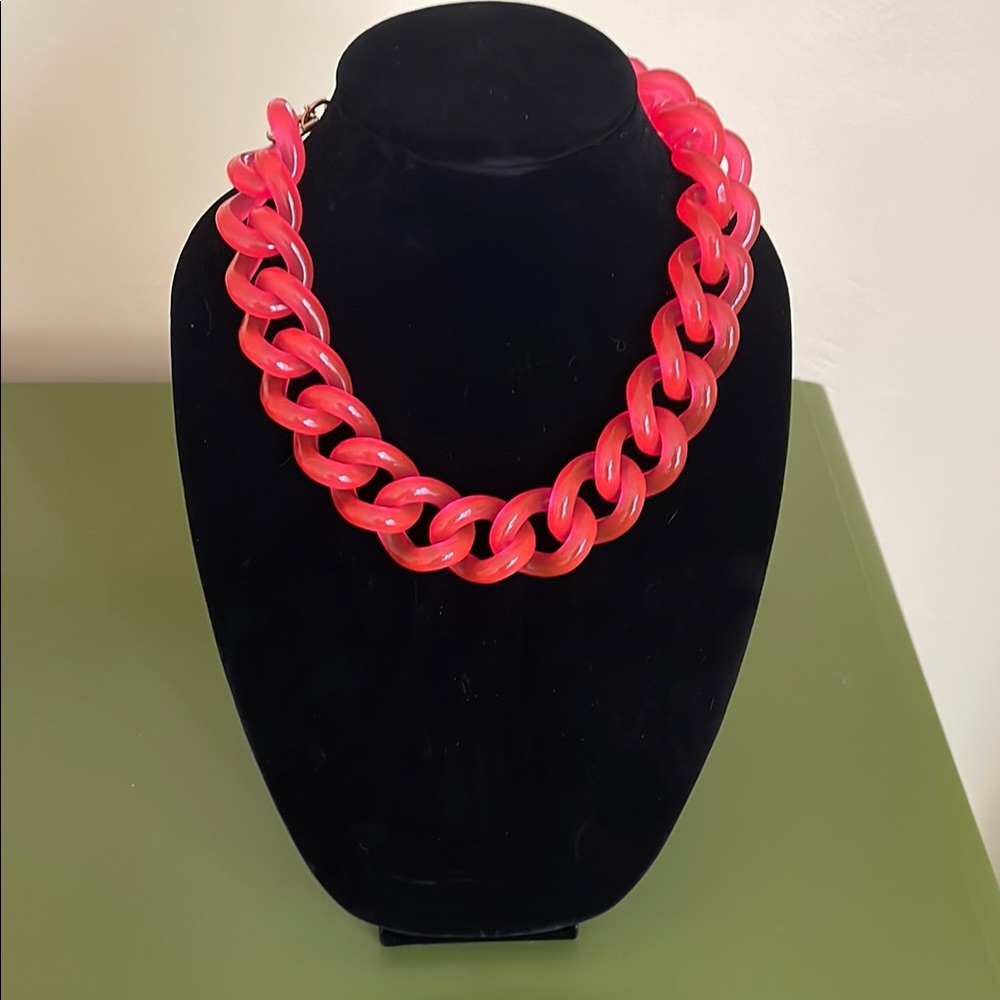 J. Crew Bold Pink Chain Necklace